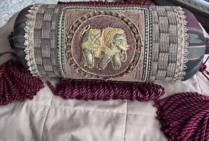 Gorgeous, Custom-Made Bolster Pillow, Big Elephant, Jewels Sequins Fancy Beads - Picture 1 of 15