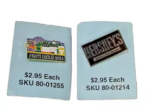 Vintage Hersheys Schokolade Welt Schokoriegel kleine Reversmütze Pin Menge 2 Originalkarten - Bild 1 von 4