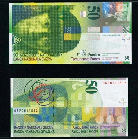 2006 Banknote Switzerland 50 Francs S. Taeuber-Arp P 71c Gem Uncirculated 66 EPQ Cover