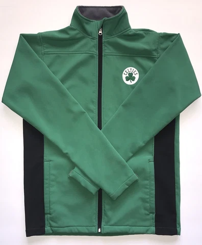 NBA Mens Small Green Boston Celtics Full Zip Mock Neck Basketball Warm Up Jacket Cover
