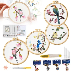Cross Stitch Kit 4 Sets for Beginners Handmade Embroidery Starter Tool DIY Craft - Picture 1 of 7