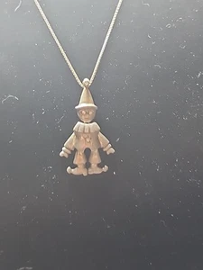Sterling Silver Articulated Clown With The Sapphire Eyes Necklace 18” - Picture 1 of 8