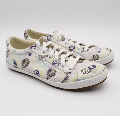 Taos Star Peace Signs Womens Size 9 White Multi Canvas Casual Sneakers Shoes - Image 1 of 4