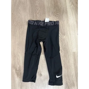 Nike Pro Boys 3/4 Length Training Tights, Size Small, Unisex, Black - Picture 1 of 5