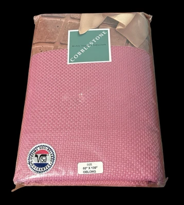 Cobblestone Antique Rose Tablecloth Richly Textured 60 x 120 Oblong Bardwil NOS - Image 1 of 4
