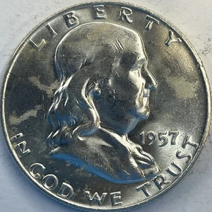 1957-D FRANKLIN HALF DOLLAR COIN - Picture 1 of 2