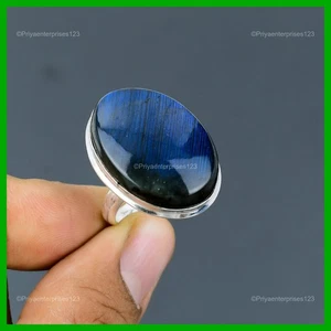 925 Sterling Silver Third Eye Chakra Labradorite Gemstone Wife Boho Ring Jewelry - Picture 1 of 11