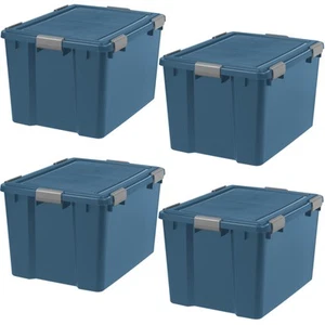 WeatherPro 74 Qt Eco-Friendly Storage Bins with Lids, 4 Pack, BPA-Free Plasti... - Picture 1 of 6