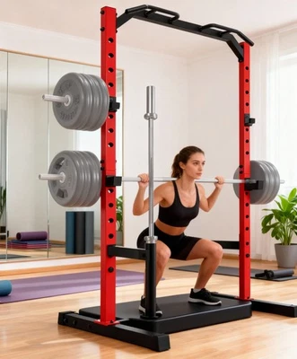 Estante de alimentación con jaula eléctrica de 800 lb con sistema de polea extraíble LAT y ganchos en J para gimnasio en casa Foto 1 de 4