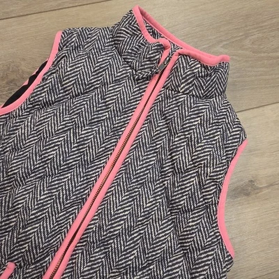 Chaleco Academia Crewcuts Acolchado Espiga Rosa Negro Tostado Bolsillos con Cremallera Talla 12 Foto 1 de 4