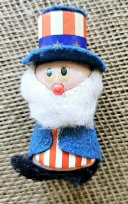 Figura de madera de 3,5" Kelloggs Little Uncle Sam de colección de los años 70 Foto 1 de 3