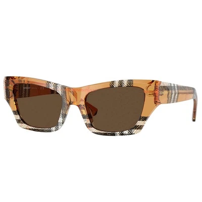 博柏利 BE 4441U 414673 格子沙塑料猫眼太阳镜棕色镜片 — 第 1/3 张图片