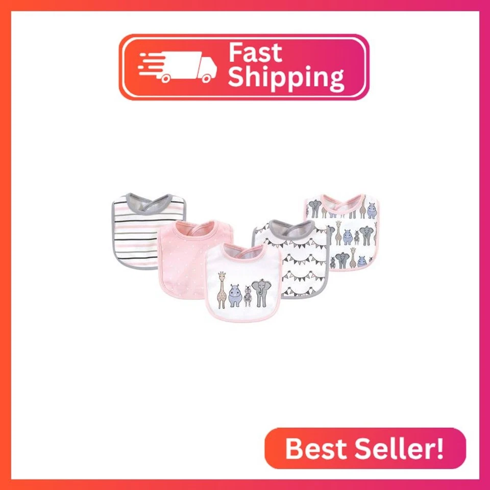Baberos de algodón unisex para bebé Hudson, safari rosa, talla única Foto 1 de 1
