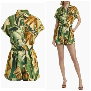 FARM RIO Bananart Belted Romper Size Medium Green Yellow Multicolor NWT - Picture 1 of 12