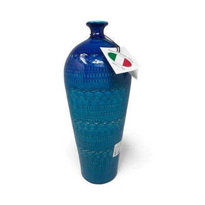 Mid-Century Modern Blue Bitossi Style Ceramiche Tadinate Vase Italy 16x6.5 Italy - Image 1 of 4