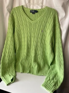 Green V Neck Sweater Polo By Ralph Lauren Womens Size Large - Picture 1 of 5