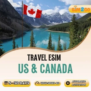 Travel eSIM for US&Canada highspeed 4G data _ Unlimited 3G - Picture 1 of 1