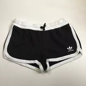 ADIDAS Womens sz Medium Black White Firebird Drawstring Waist Pull on Shorts - Picture 1 of 11