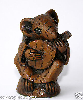 Church Mouse Musician Mandolin Carving Unique Cute Oak Musical Collectable Gift • 13.99£