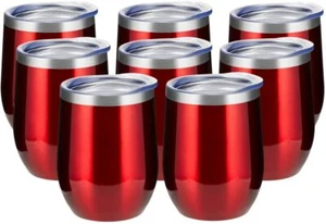 Paquete de 12 oz/8 vasos de vino vasos de pared de acero inoxidable vaso de viaje - - Imagen 1 de 13