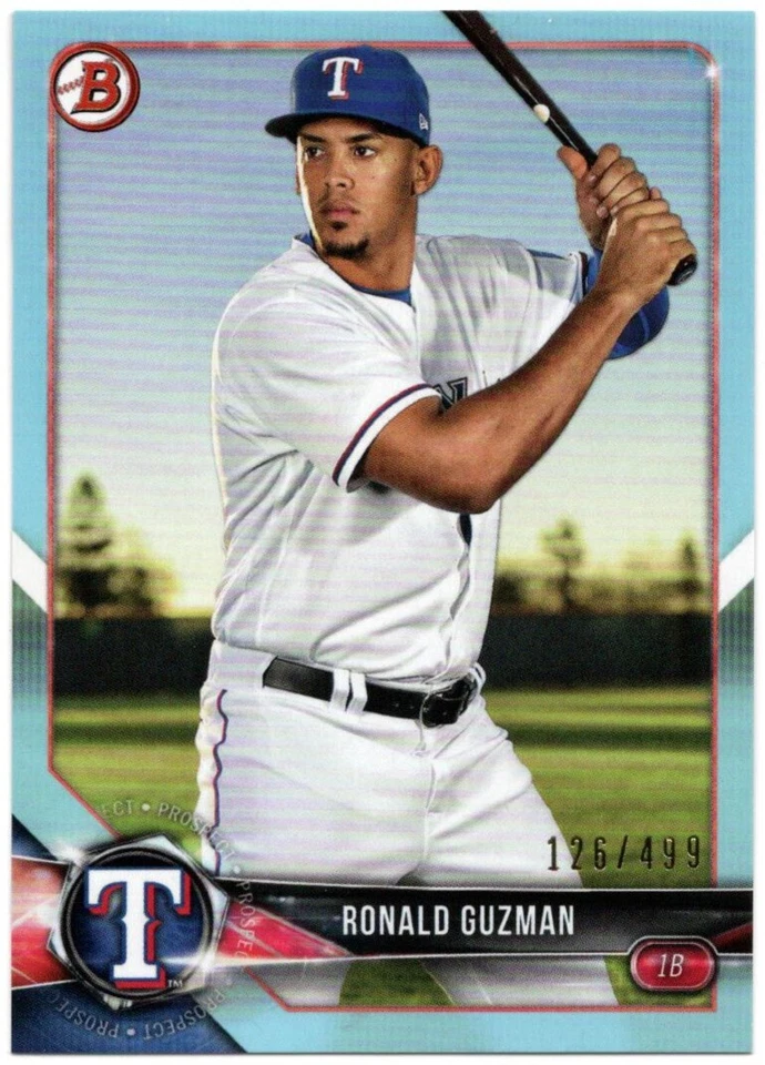 2018 Bowman Prospect #BP122 RONALD GUZMAN SKY BLUE BORDER Parallel Card #126/499 - Image 1 of 1