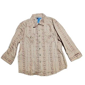 Duckhead Jeans Girls Snap Front Western Shirt Sz Youth Medium 3/4 Sleeve Pink - Picture 1 of 8