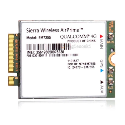 Sierra Wireless AirPrime EM7355 4G LTE Module WWAN Wifi Card,Gobi 5000 NGFF AT&T - Image 1 of 4
