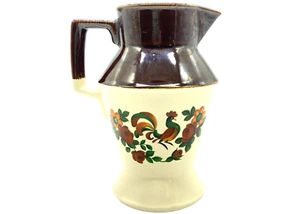 Vintage McCoy Keramik braun creme Hahn Blumen Krug Bauernhaus 6,75" hoch - Bild 1 von 11