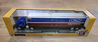 M2 Machines Auto-Haulers Blue 1957 Dodge COE & B&M Trailer R11 14-02 - Image 1 of 4