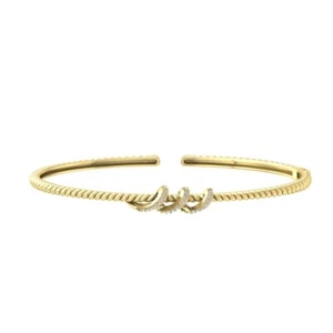 10k Yellow Gold 0.13 ct Diamond Bangle Bracelet for Women IJ Color I2I3 Clarity - Picture 1 of 5