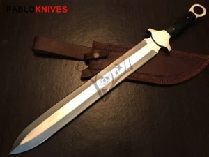 Premium Hand Forged Hunting Predator Machete Sword With Bull Horn Handle - Picture 1 of 7