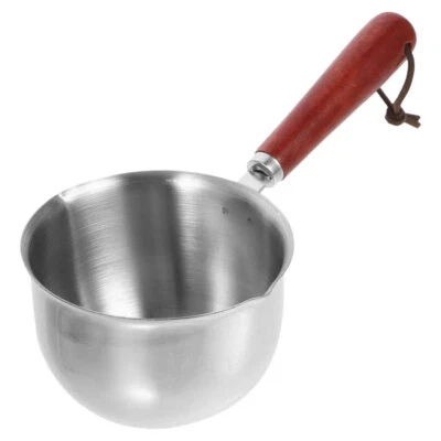 Olla de aceite con mango de madera pequeña olla de fusión de acero inoxidable doble vertido olla pequeña EE. UU. Foto 1 de 4