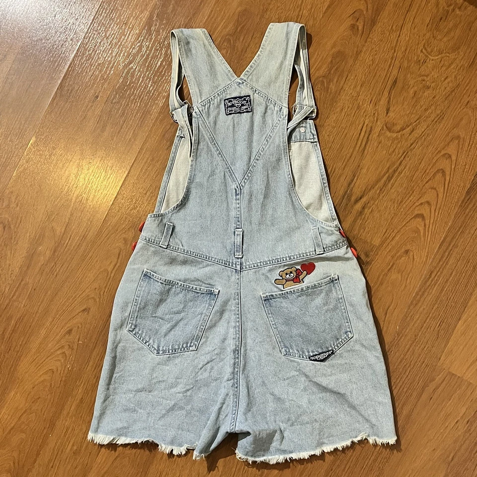 No Excuses Dungarees Shortalls Womens Vintage Bib Cute Bear Overalls Medium - Image 1 of 4