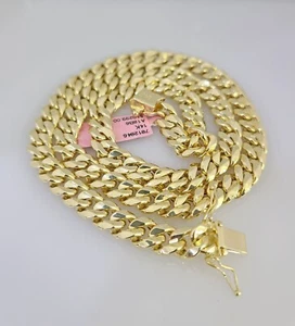Real 14k Gold Mens Chain Miami Cuban Link Necklace 20" 8mm Real 14K Ultra Hollow - Picture 1 of 6