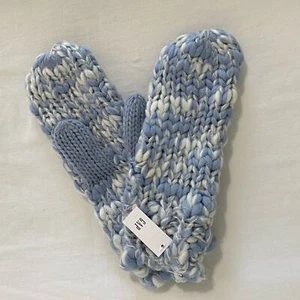 Guantes Gap para mujer talla única jaspeados azules y blancos gruesos tejidos con cable nuevos con etiquetas - Imagen 1 de 5