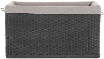 Rattan Spielzeugkiste Allzweck-Truhe -Kiste -Korb mit Inlett (Schwarz, Groß) - Bild 1 von 3