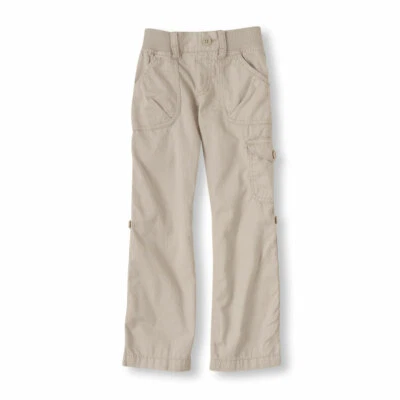 THE CHILDREN'S PLACE GIRLS LIGHT KHAKI ELASTIC WAIST CARGO LONG PANTS 5 - Image 1 of 3