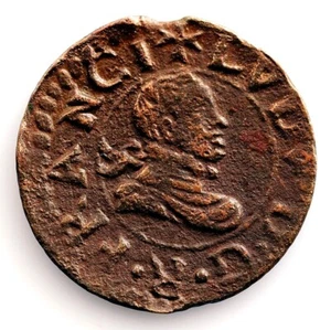 Spain-War Of The Reapers. Philip III. Coin 1642 Vic. Copper 1.3 G. Scarce - Picture 1 of 2