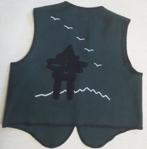 Ivalu Wool Blend Vest Rankin Inlet Nunavut Canada Applique Hunter Green Large - Picture 1 of 4