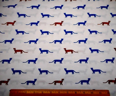Quilt Fabric By Yard Blue Orange Cheetahs Leopard White Animal Premium Cotton C - Image 1 of 2