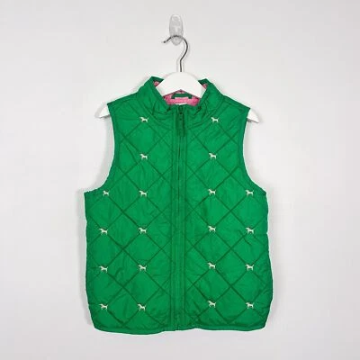 Vintage Gymboree Kelly Green Full Zip Diamond Quilted Vest Sz 6-7 Dog Embroidery - Image 1 of 4