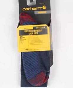 Carhartt Men's Crew Socks Force Grid Midweight Made In Italy Navy Heather - Picture 1 of 5