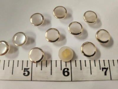 VINTAGE BUTTONS SET OF 12 SMALL TINY MOTHER OF PEARL GOLD TUZ3411 - Image 1 of 4