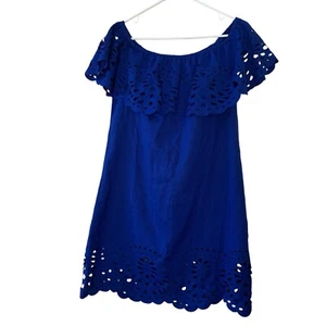Floerns Women's Off Shoulder Ruffle Loose Tunic Shift Dress Royal Blue Size L - Picture 1 of 9