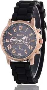 Women Men Silicone Band Analog Quartz Casual Watches Jelly Color Unisex Black - Picture 1 of 2