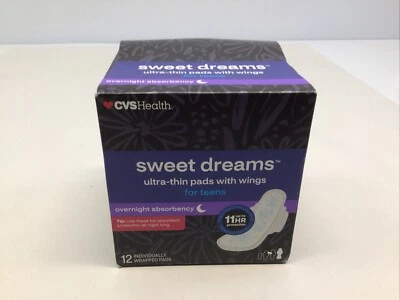 Almohadillas ultrafinas CVS Sweet Dreams con alas absorción durante la noche adolescentes 12 cada una Foto 1 de 4