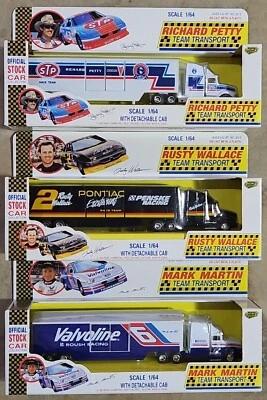 ROAD CHAMPS RICHARD PETTY #43 RUSTY WALLACE #2 MARTIN #6 1:64 TRANSPORTERS! s82 - Image 1 of 4