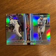 1999 Topps Finest Split Screen Dual Refractor Ken Griffey Jr / Alex Rodriguez