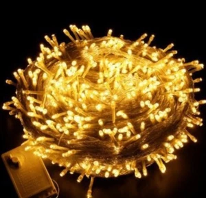 LUCI DI NATALE CATENA LUMINOSA 50 LED BIANCA CALDA FILO TRASPARENTE INTERNO - Foto 1 di 1