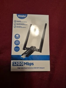 Wireless USB WiFi Adapter for PC - Nineplus 1200Mbps Dual 5Dbi Antennas 5G/2.4G - Picture 1 of 2